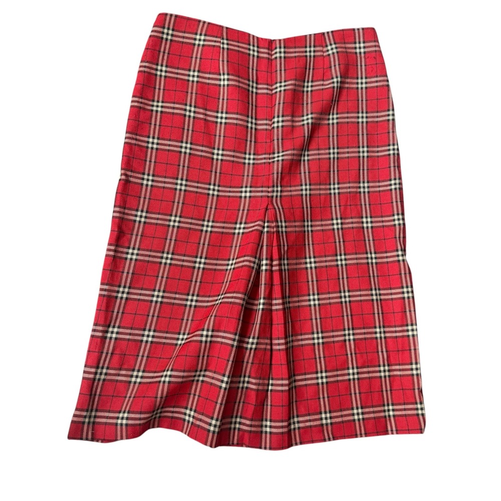 Alice & Trixie Vintage Red Plaid Pleated Midi Skirt Size 6 Made in USA Tartan